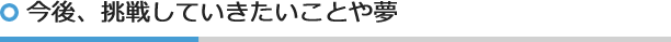 今後、挑戦していきたいことや夢