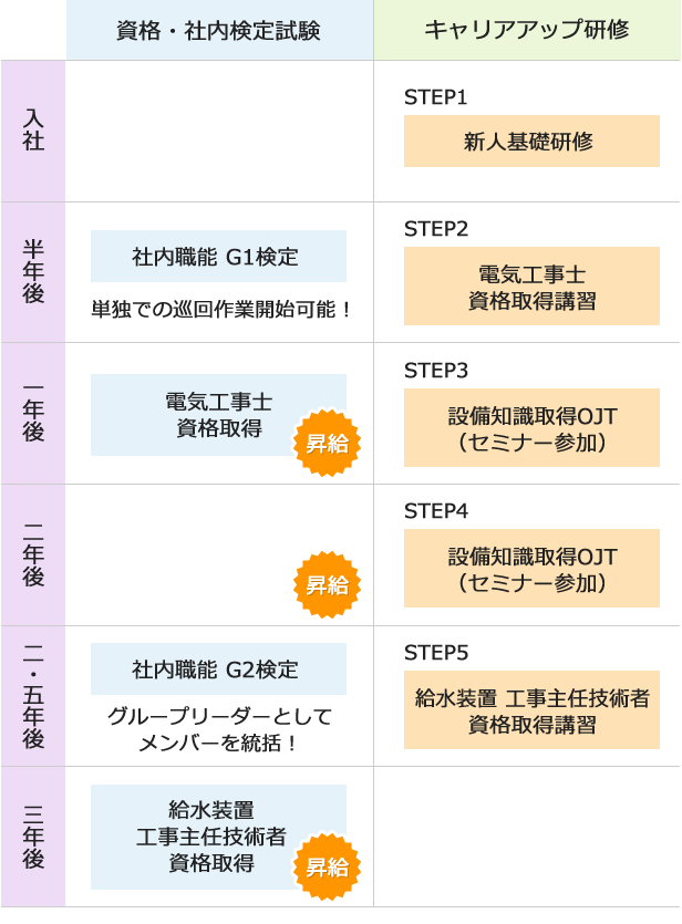 入社後のキャリアアップイメージ図